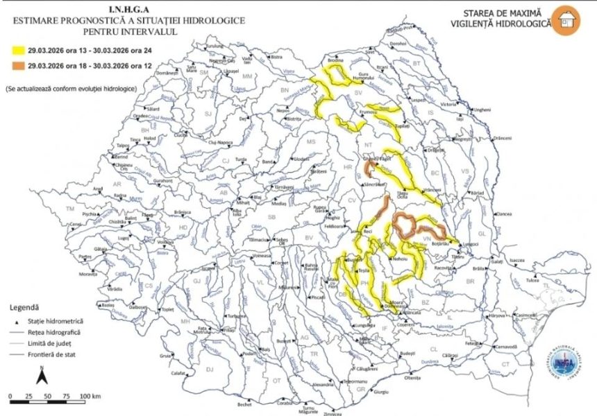 METEO Alert Cod Galben de inundatii pe anumite tronsoane ale rului Ialomita