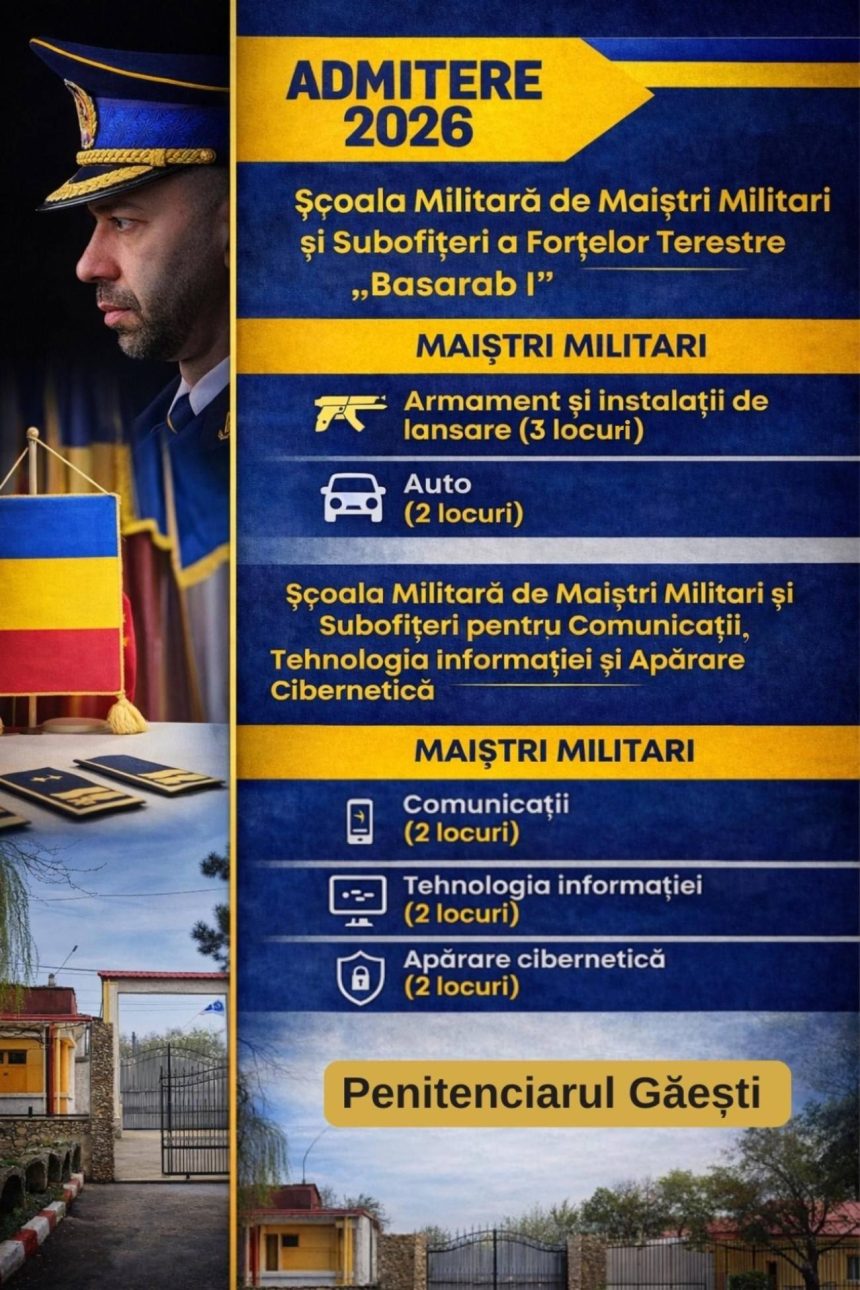 Oportunitati pentru viitorii subofiteri Locuri disponibile la concurs prin Penitenciarul Gaesti