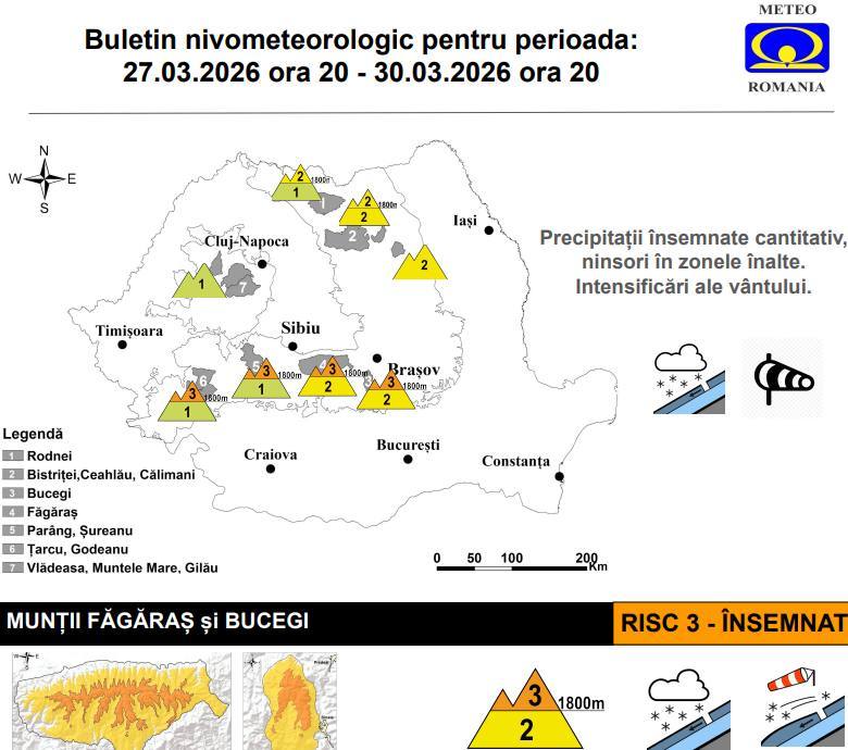Risc considerabil de avalanse in Bucegi in acest weekend