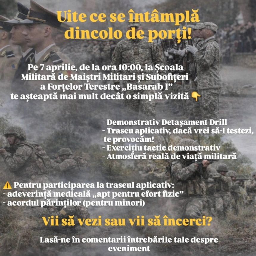 Centrul Militar Judetean Dambovita anunta Ziua portilor deschise la Scoala Militara Basarab I pentru candidatii viitori