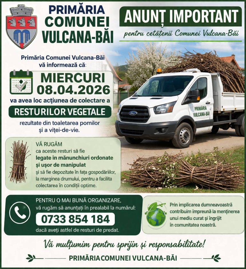 Colectarea resturilor vegetale la Vulcana Bai