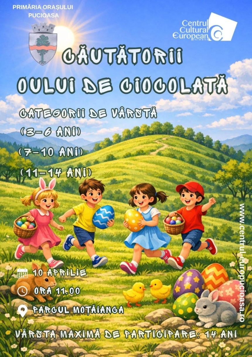 Copiii din Pucioasa sunt invitati vineri la traditionala vanatoare de oua de ciocolata
