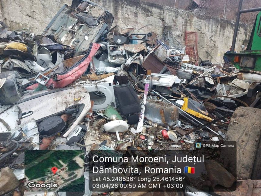 Depozit ilegal de piese auto descoperit de comisarii Garzii de Mediu in Moroeni