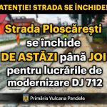 Strada din Vulcana Pandele inchisa temporar pentru lucrari la DJ 712
