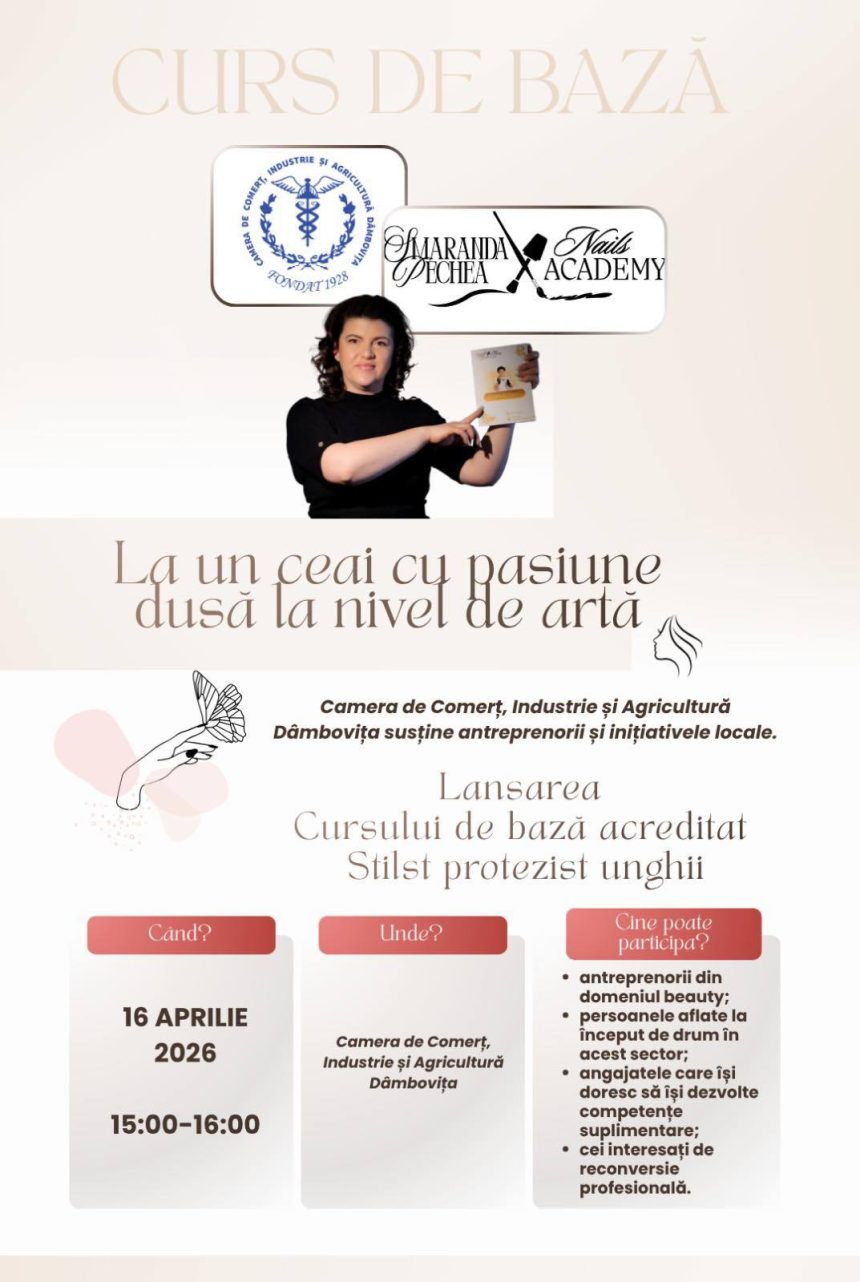 Un pas ndraznet catre antreprenoriatul in domeniul frumusetii CCIA Dambovita sprijina Smaranda Pechea Nails Academy un proiect realizat cu dedicare