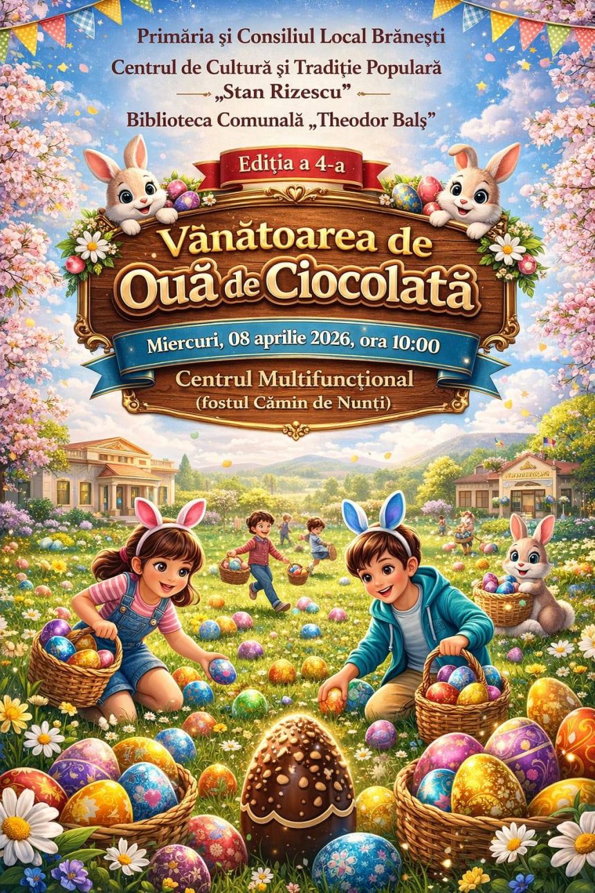 Vanatoare de oua de ciocolata miercuri la Branesti