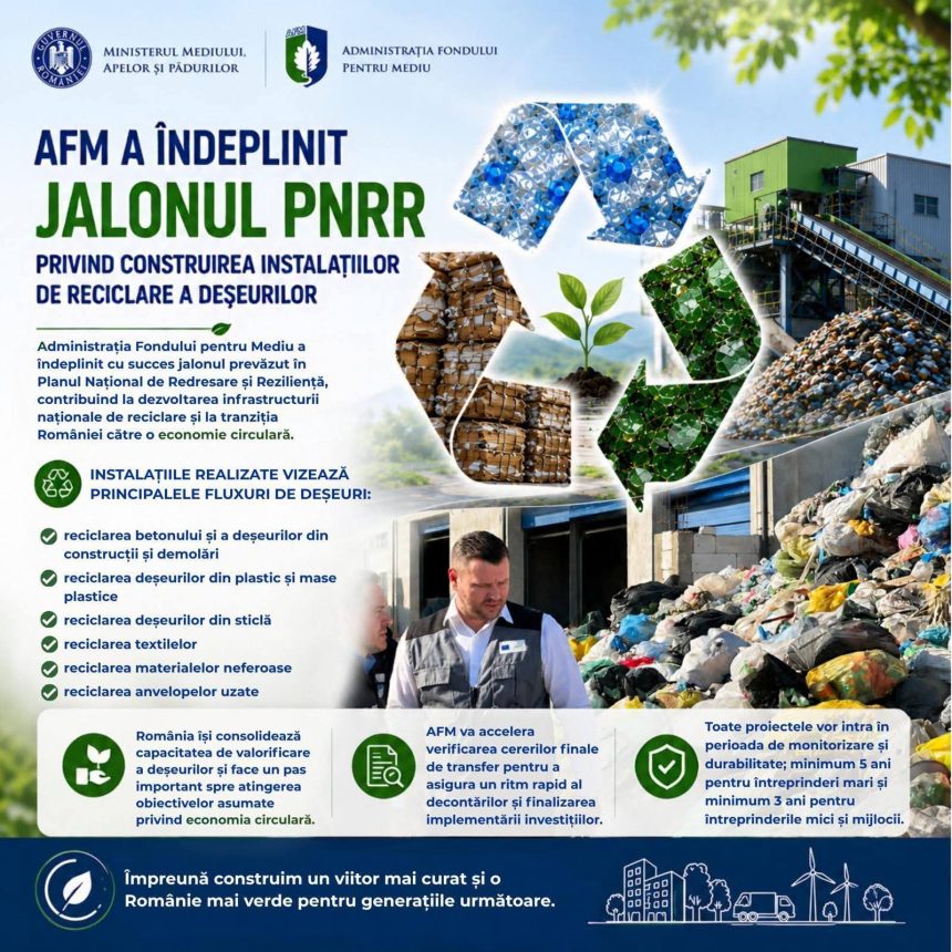 Florin Banica AFM a indeplinit si depasit obiectivul din PNRR referitor la reciclarea deseurilor
