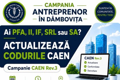 Antreprenorii din Moreni si localitatile invecinate invitati de Camara de Comert la o sesiune pentru actualizarea codurilor CAEN