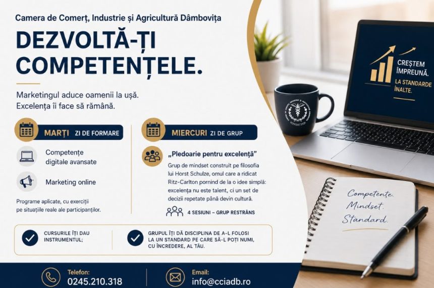 Camera de Comert Dambovita lanseaza noi cursuri pentru antreprenori si un grup dedicat excelentei in afaceri