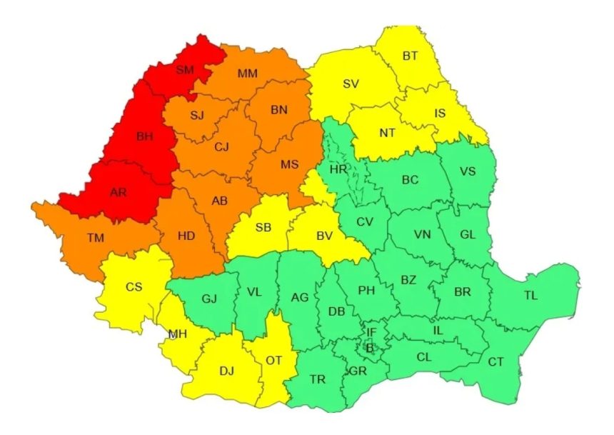 Cod rosu de canicula in judetele Satu Mare Bihor si Arad