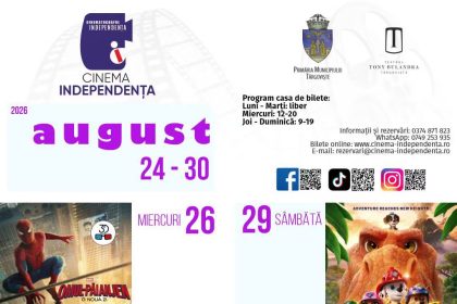 Consult programul proieciilor de film la Cinematograful Independena n perioada 24