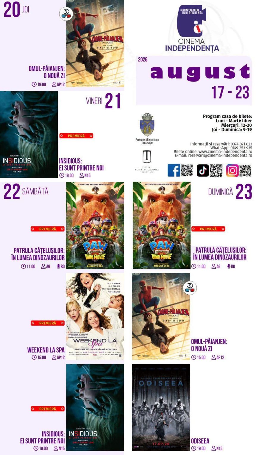 Consulta programul proiectiilor de film la Cinema Independenta in perioada 17