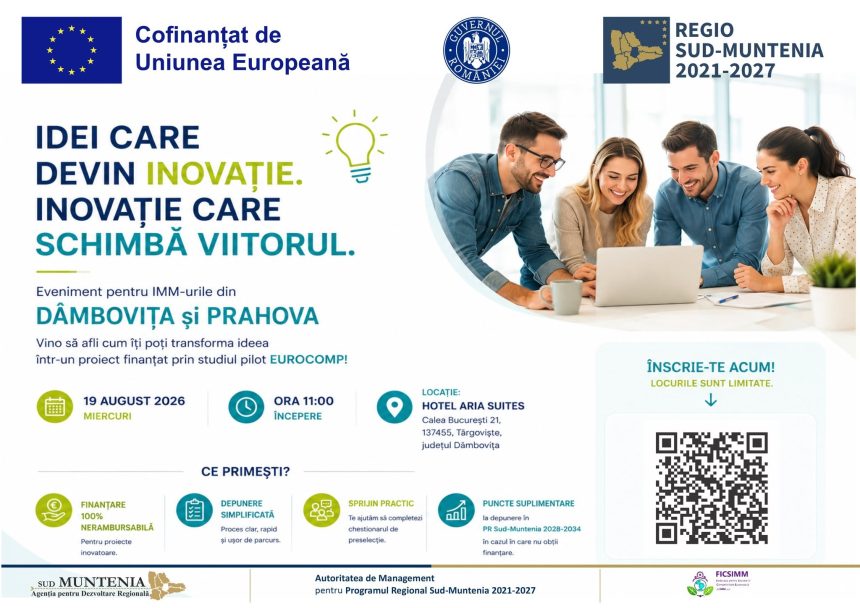 Granturi pentru inovare eveniment dedicat antreprenorilor din Dambovita si Prahova la Targoviste
