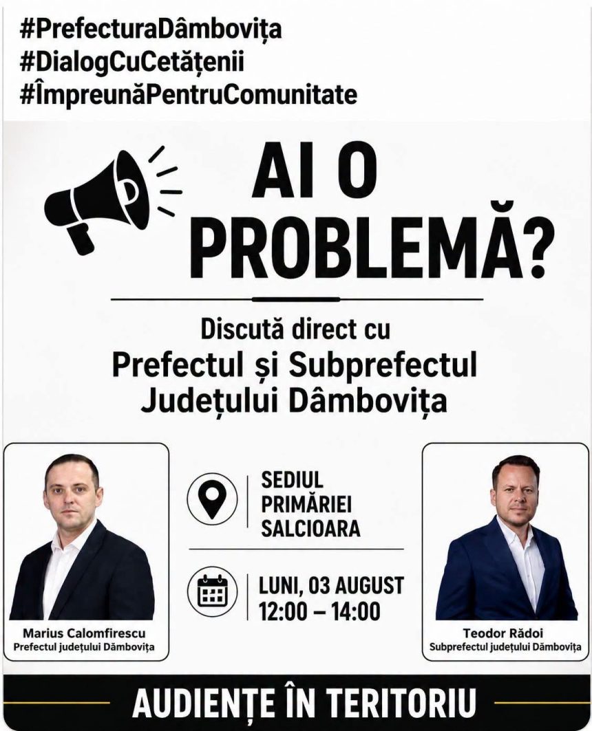 Institutia Prefectului isi continua audientele in teritoriu Urmatoarea destinatie Salcioara