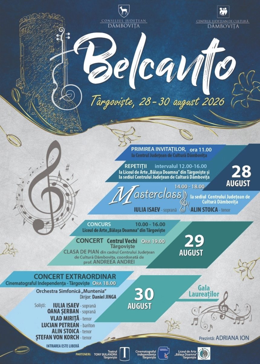 La Targoviste va avea loc cea de a V a editie a Festivalului Concurs National de Muzica Clasica Belcanto
