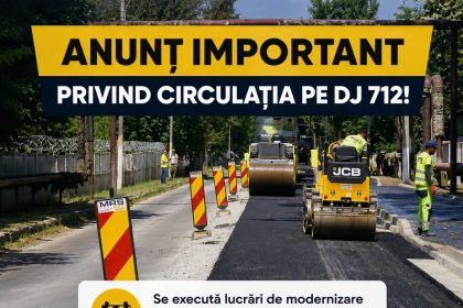Lucrari pe DJ 712 soferii sunt recomandati sa foloseasca rute alternative