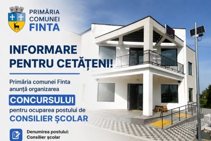 Primaria Finta organizeaza un concurs pentru ocuparea unui post de consilier educational