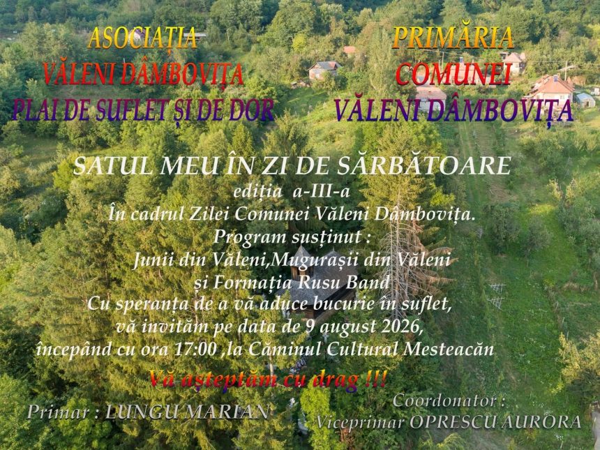Satul meu in zi de sarbatoare deschide editia din 2026 a Zilei Comunei Valeni Dambovita