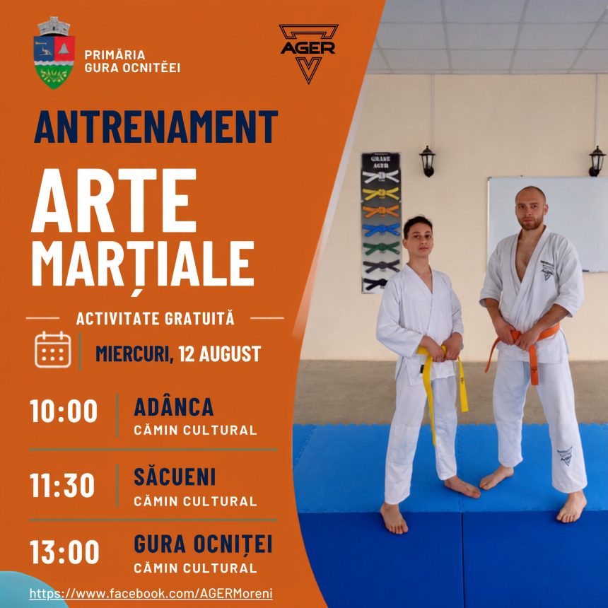 antrenamente gratuite de arte martiale pentru copii si adolescenti din gura ocnitei