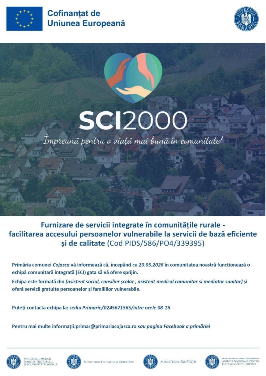 asistenta sociala medicala si educationala fara costuri pentru cetatenii vulnerabili din cojasca