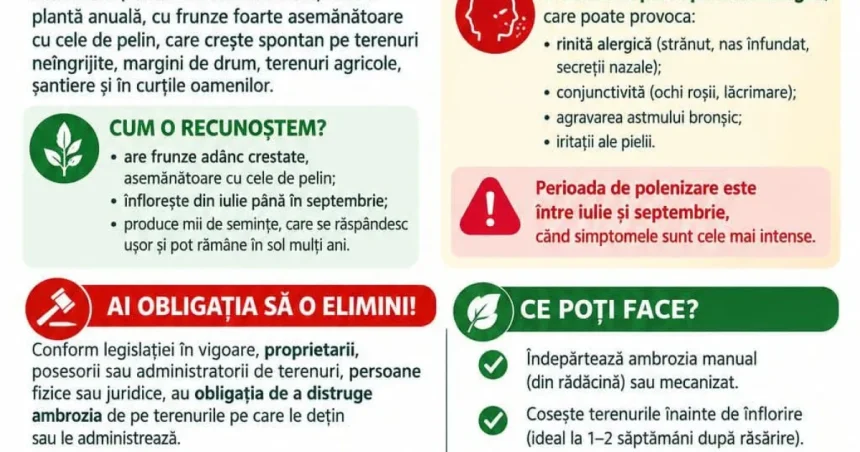 Amende de 20.000 lei pentru ambrozie necurățată. Avertisment în Potlogi