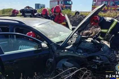 DÂMBOVIȚA: Accident rutier pe autostrada A1, la km 72! Un bărbat a fost rănit!