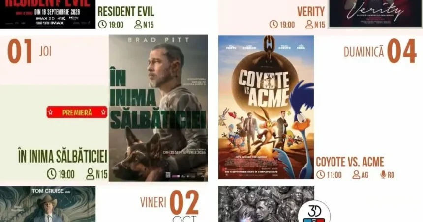Programul proiecțiilor de film la Cinema Independența, în perioada 29 septembrie